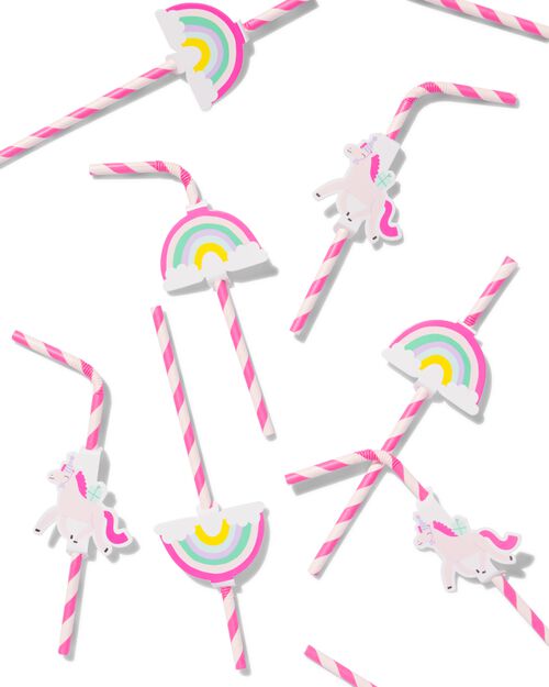 pailles en papier arc-en-ciel - lot de 10