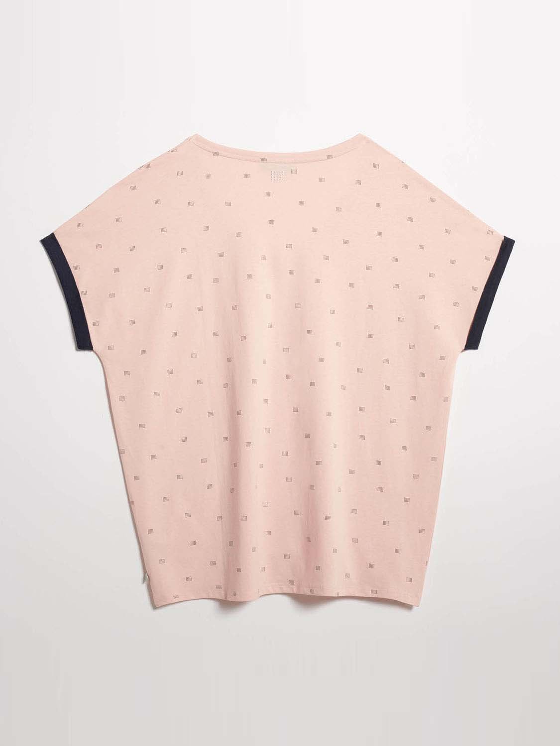 Tee-Shirt Femme Col V A Motif Rose