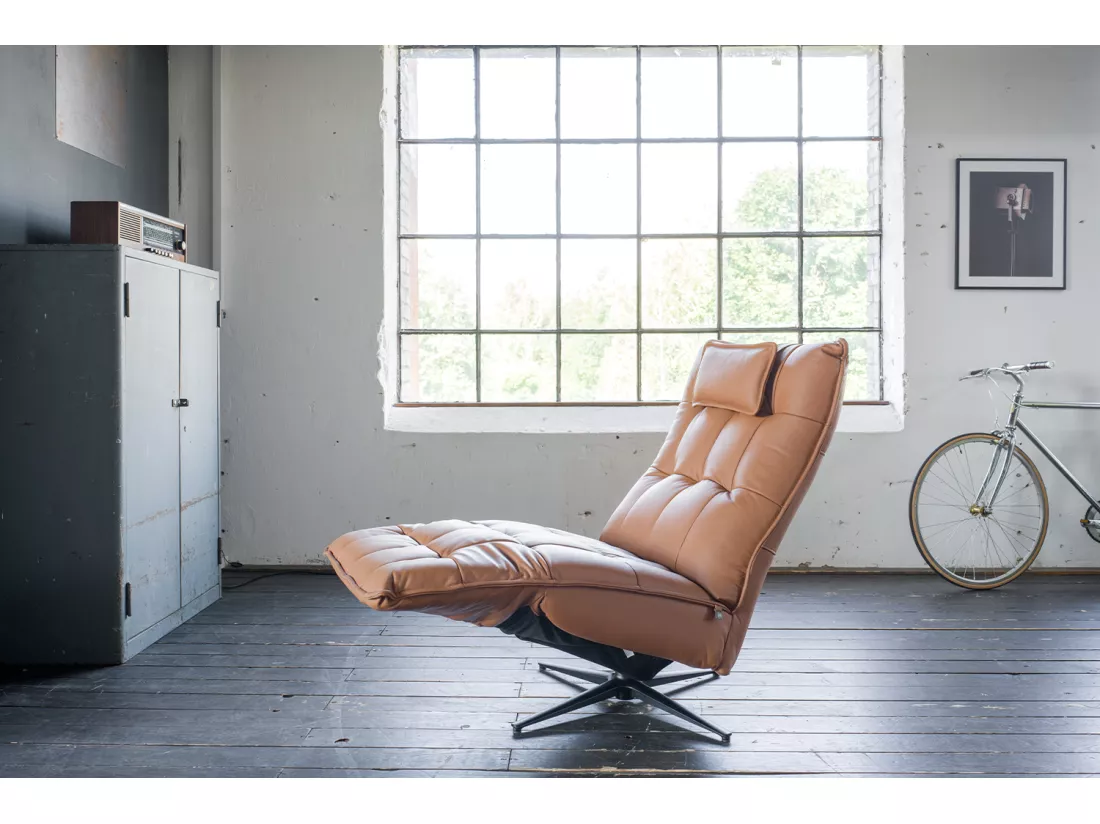 Fauteuil - marron cuir - MIKO