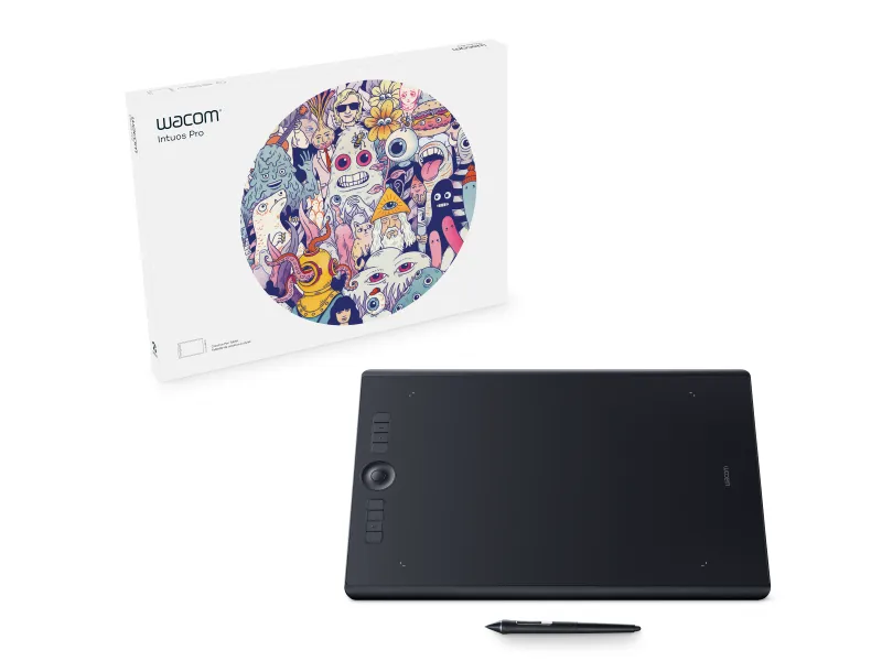 Wacom Intuos Pro Large - Digitizer - højre- og venstrehåndet - 43 cm x 28.7 cm x 0.8 cm - multi-touch - elektromagnetisk - 8 knapper - trådløs, kabling - USB, Bluetooth - sort