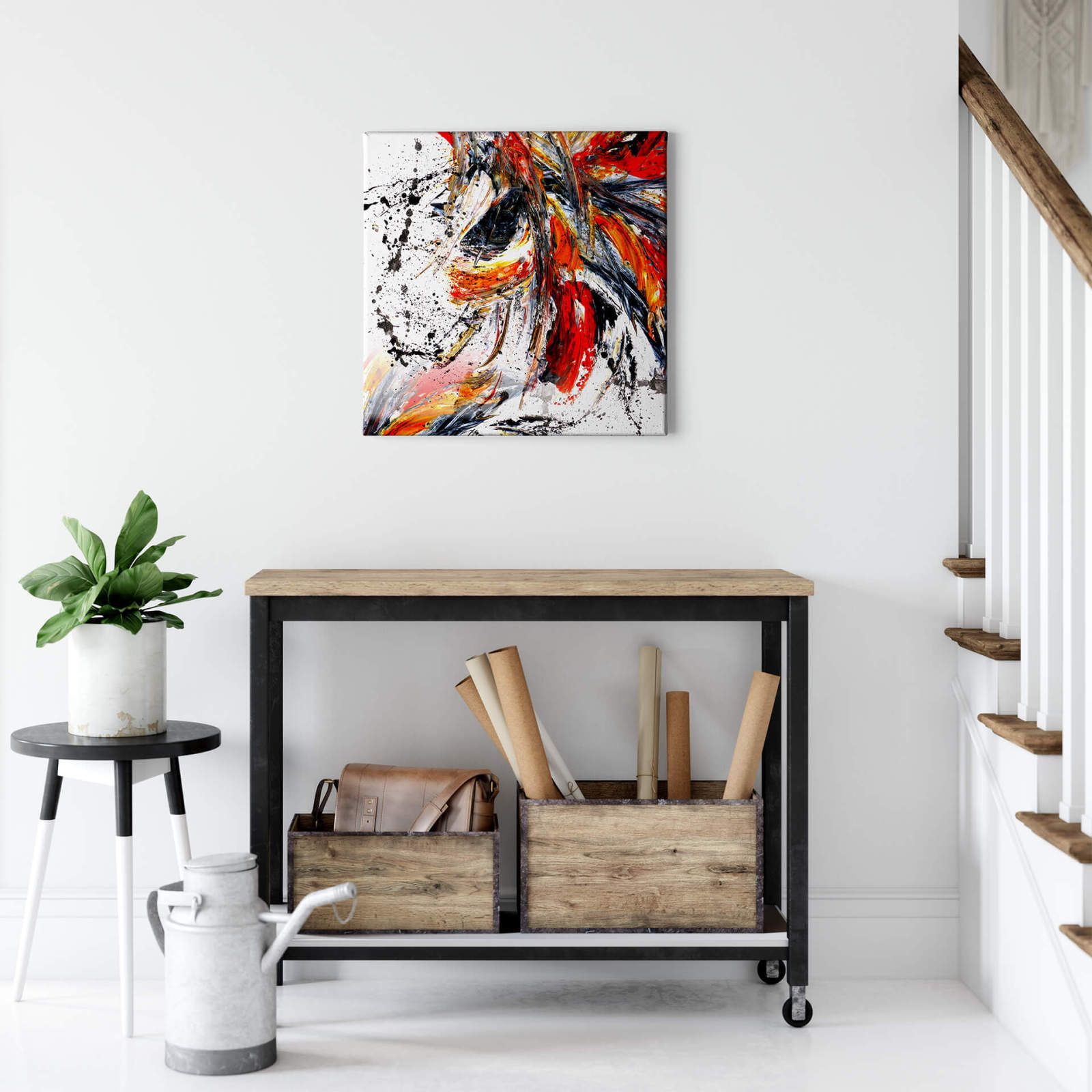 Leinwandbild INTERNAL ERUPTION - rot-schwarz - 50x50 cm