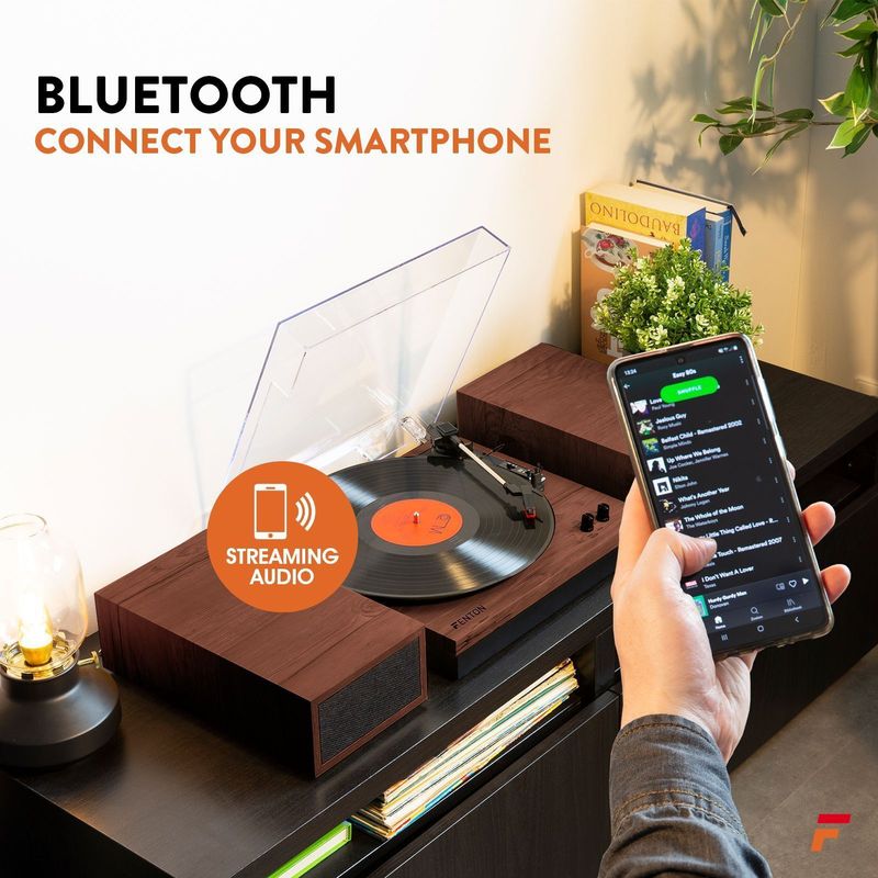 Retro Platenspeler met Bluetooth en Speakers - Fenton RP165C - Incl. Naald - Kersen