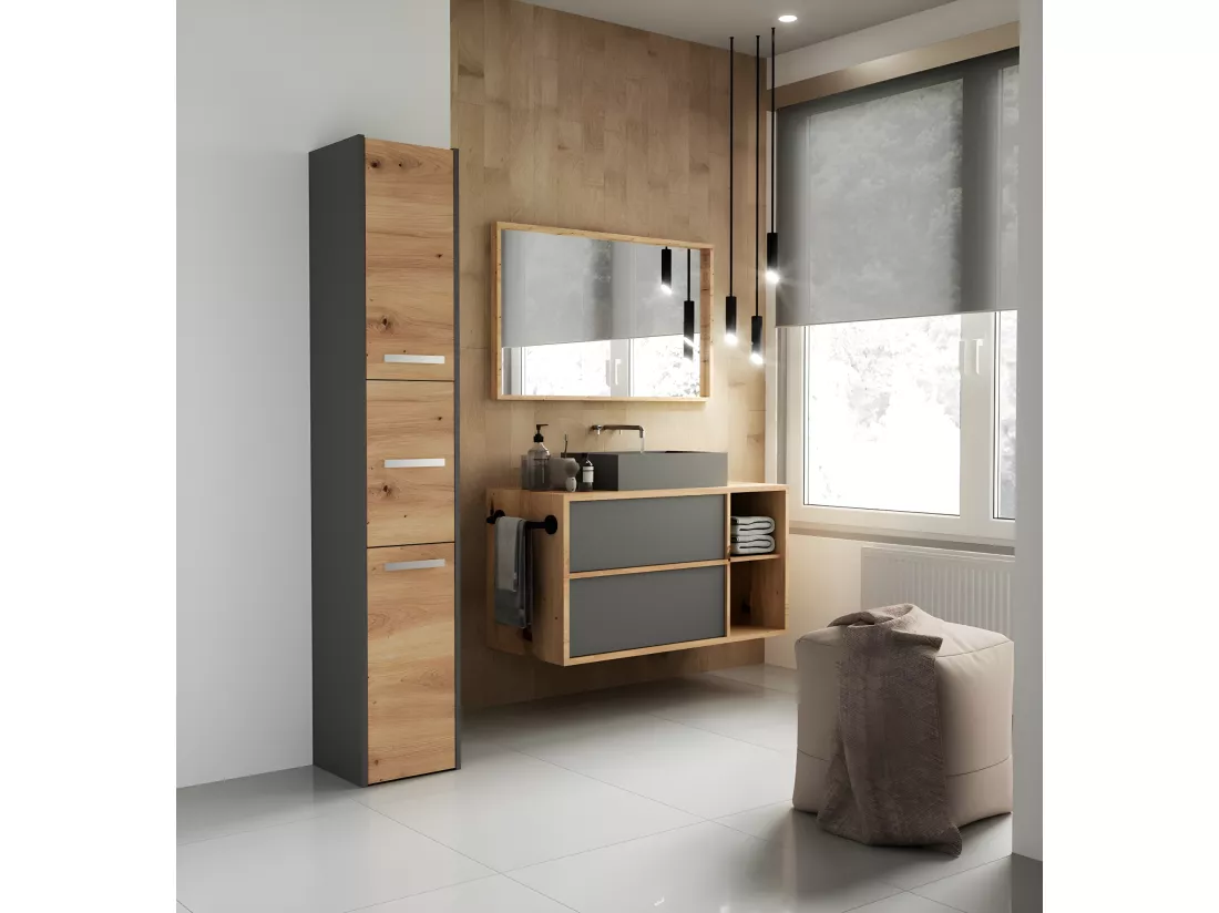 VERONA - Armoire de salle de bains - 170x30x30 cm - Meuble colonne de rangement SDB
