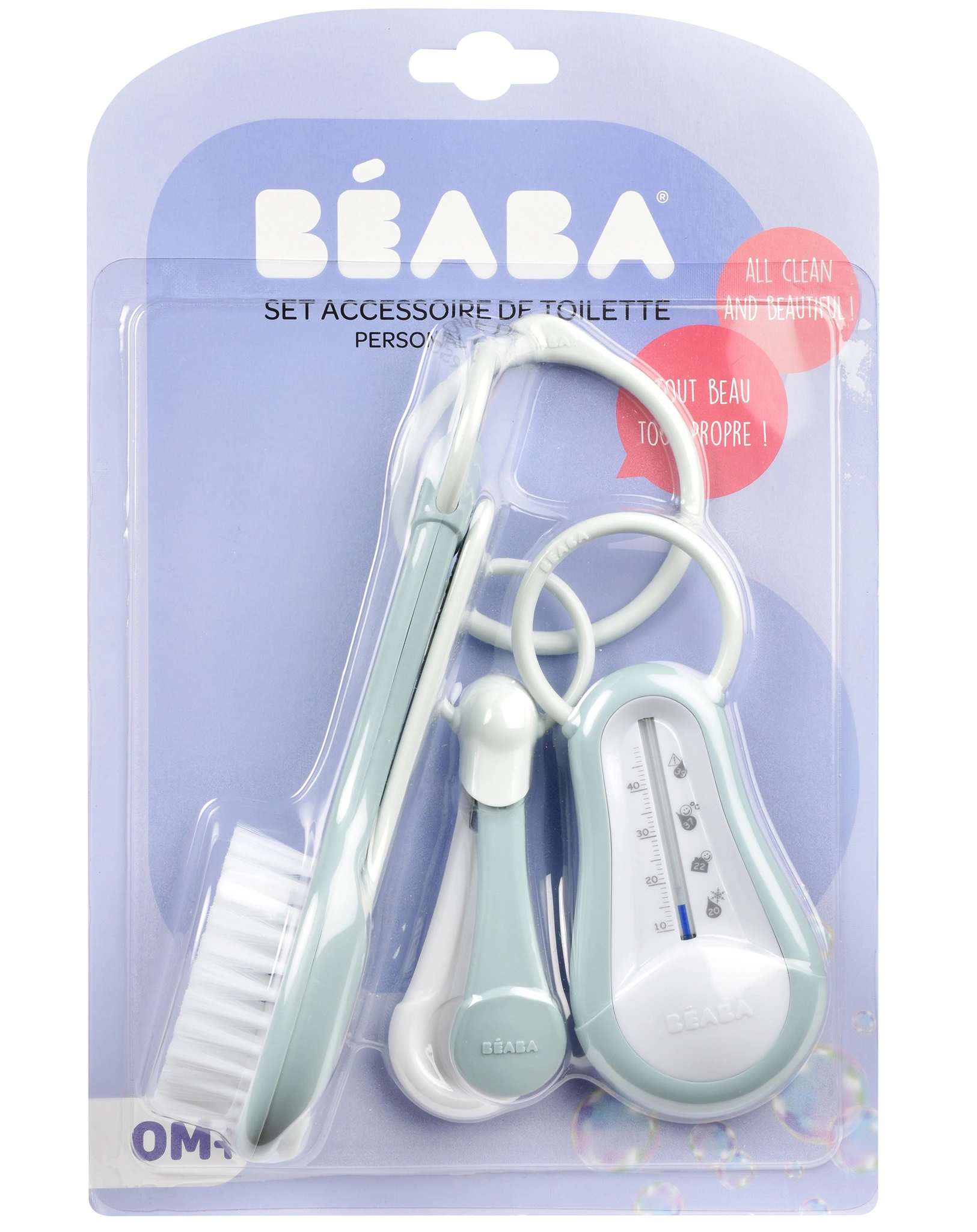 Haarbürste BABY CARE mit Nagelknipser 3-teilig in green blue