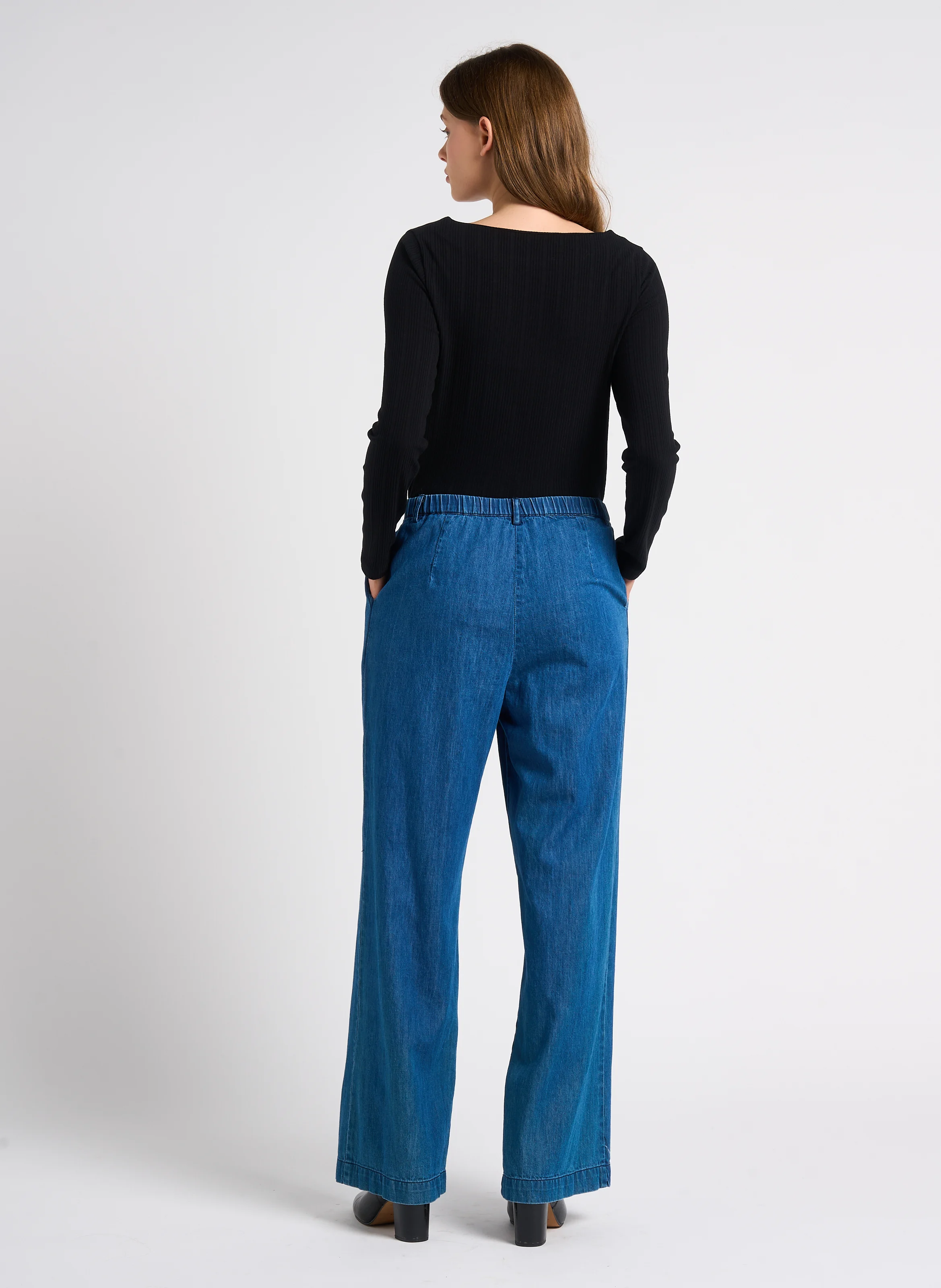 Pantalon large en coton | Bleu