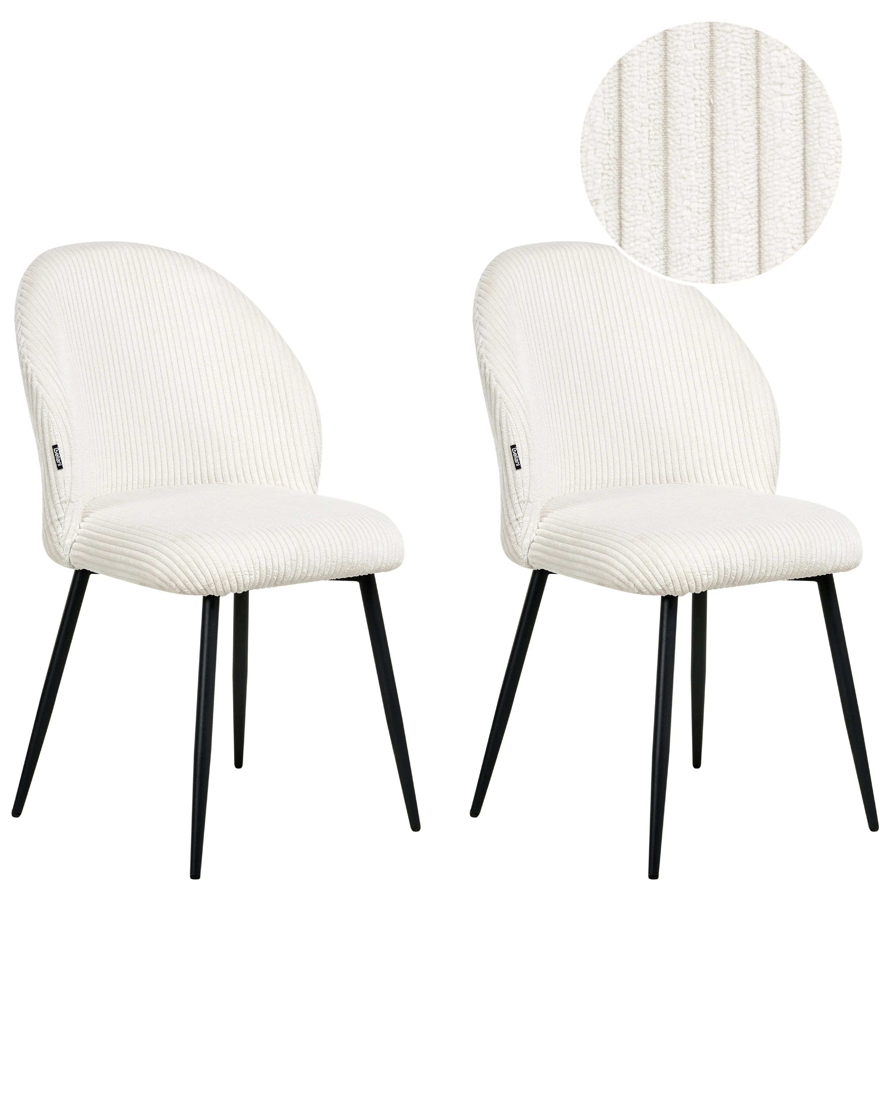 Set van 2 eetkamerstoelen ELOY Corduroy Gebroken wit