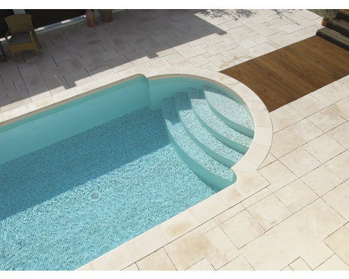 Zwembadrand, Bergerac Romeinse treden links Champagne 35 x 35 x 3,2 cm