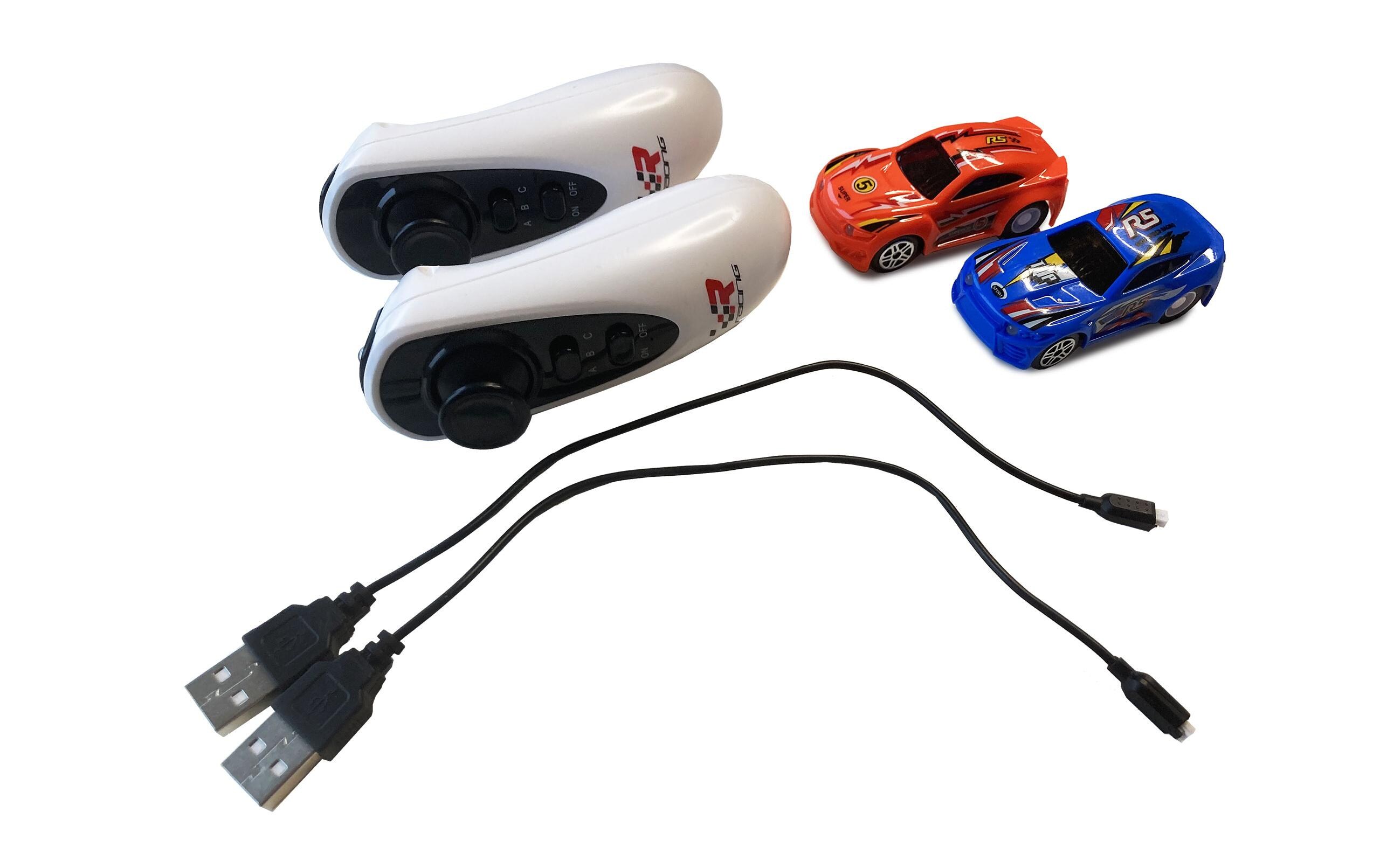 Magic Traxx Glow Rennbahn 113-teilig mit 2 AutosRennbahn mit Loopings und zwei ferngesteuerten Rennwagen
