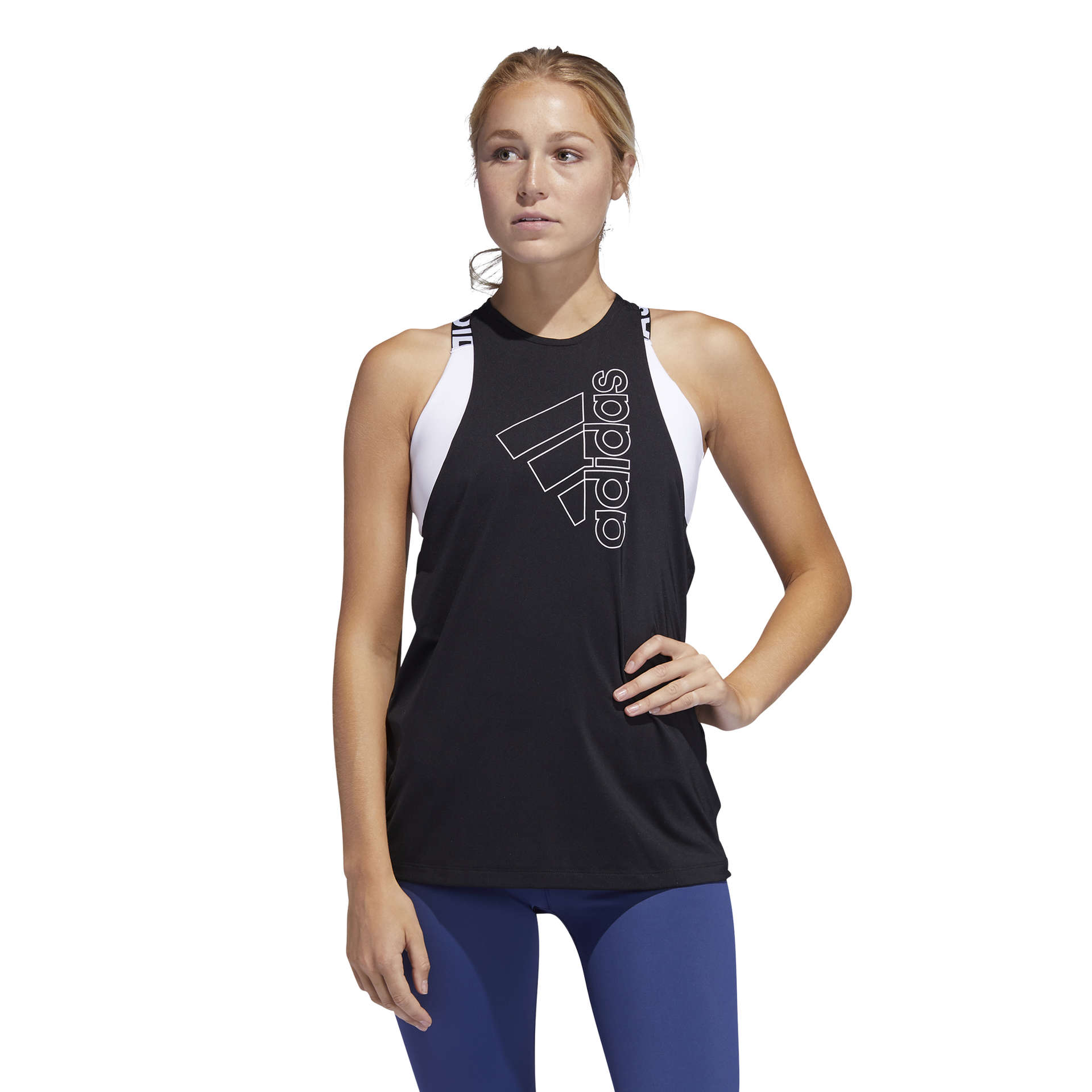 adidas Tech Badge Hardloopshirt Zonder Mouwen Zwart/Wit Dames