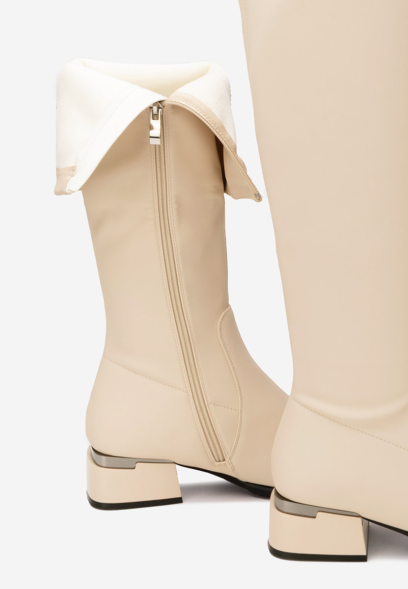 Bottes à petit talon beige Delmara