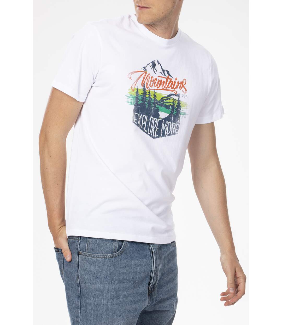 T-shirt jersey coton imprimé ARJUNA BLANC