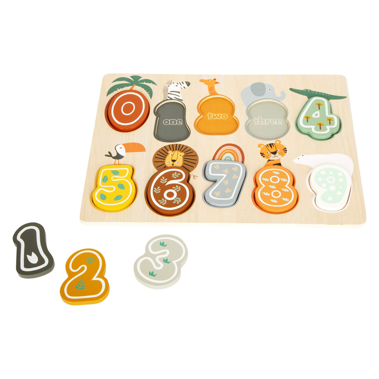 Small Foot-Houten Cijfer Puzzel Safari
