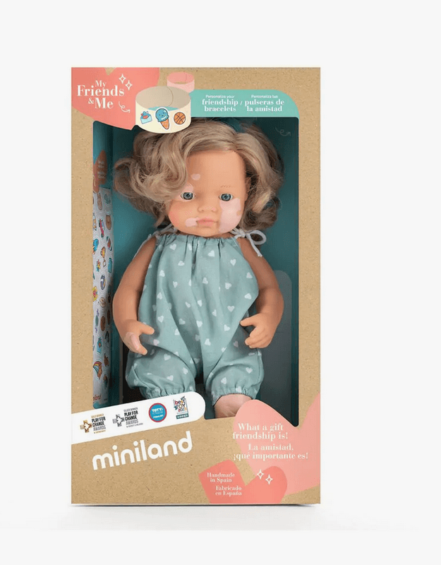 Miniland Dukke Lyshåret med Vitiligo, 38 cm. - My Friends & Me