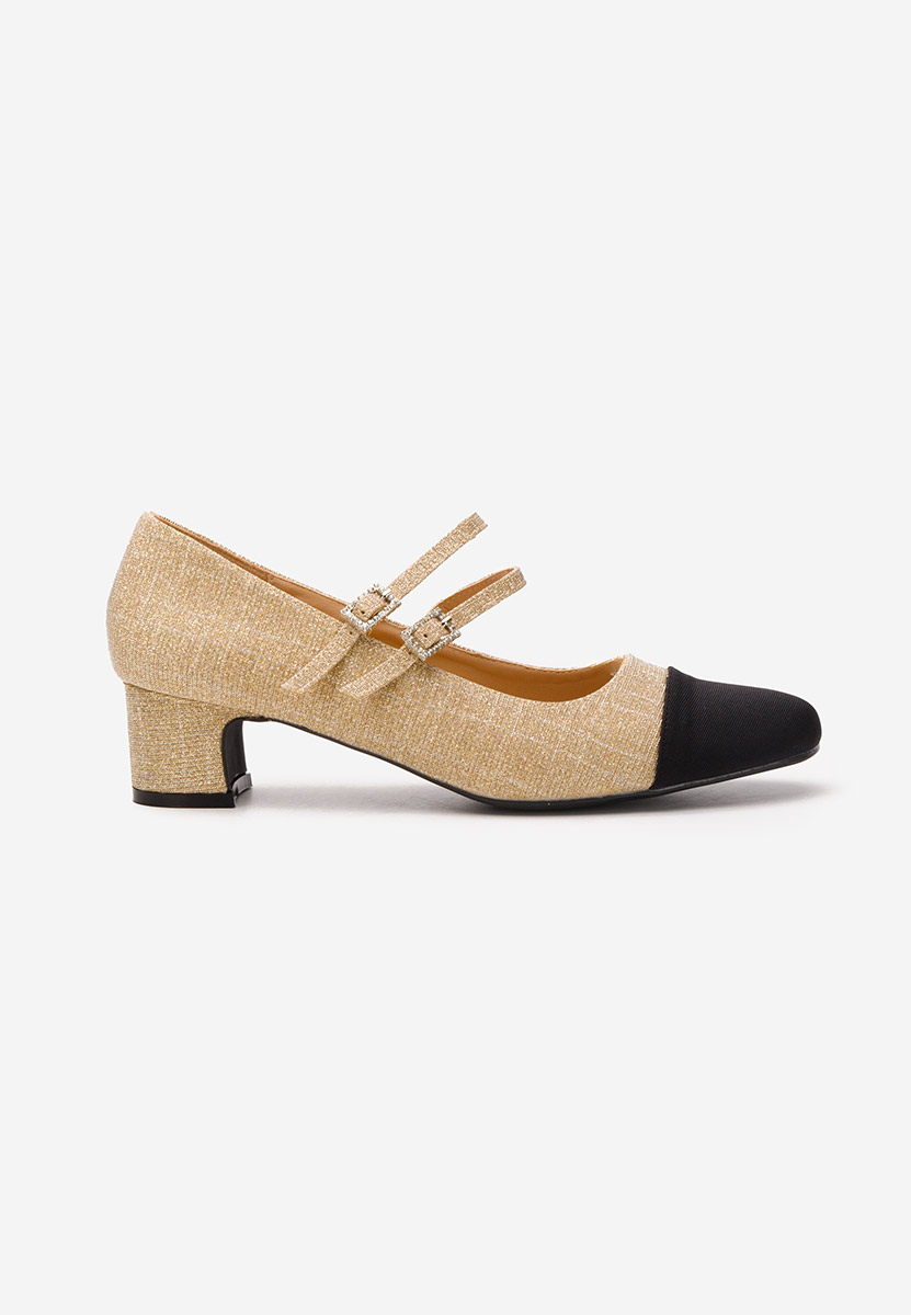Chaussures à petit talon dorées Nakira