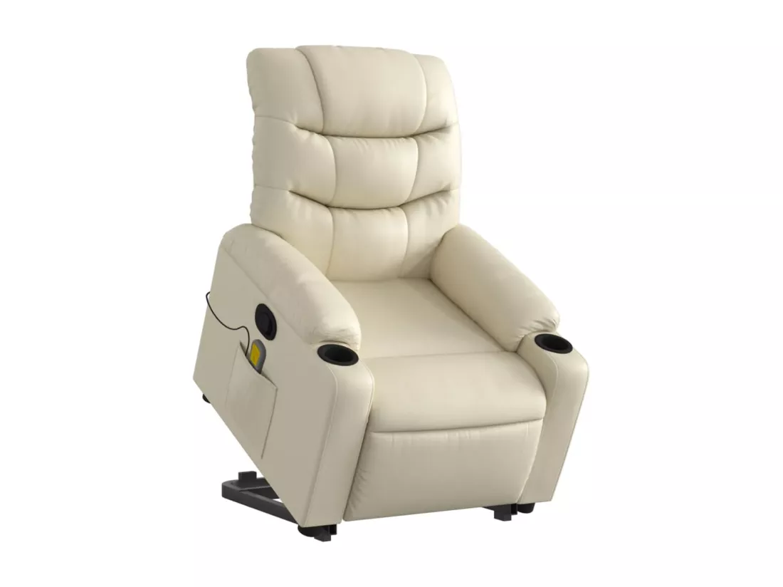 Fauteuil inclinable massant Crème Similicuir