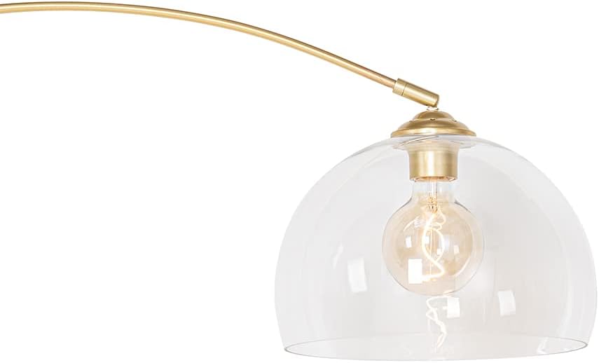 Qazqa - Moderne Bogenlampe aus Messing mit klarem Glas - Arc I Wohnzimmer I Schlafzimmer - Stahl Länglich - LED geeignet E27