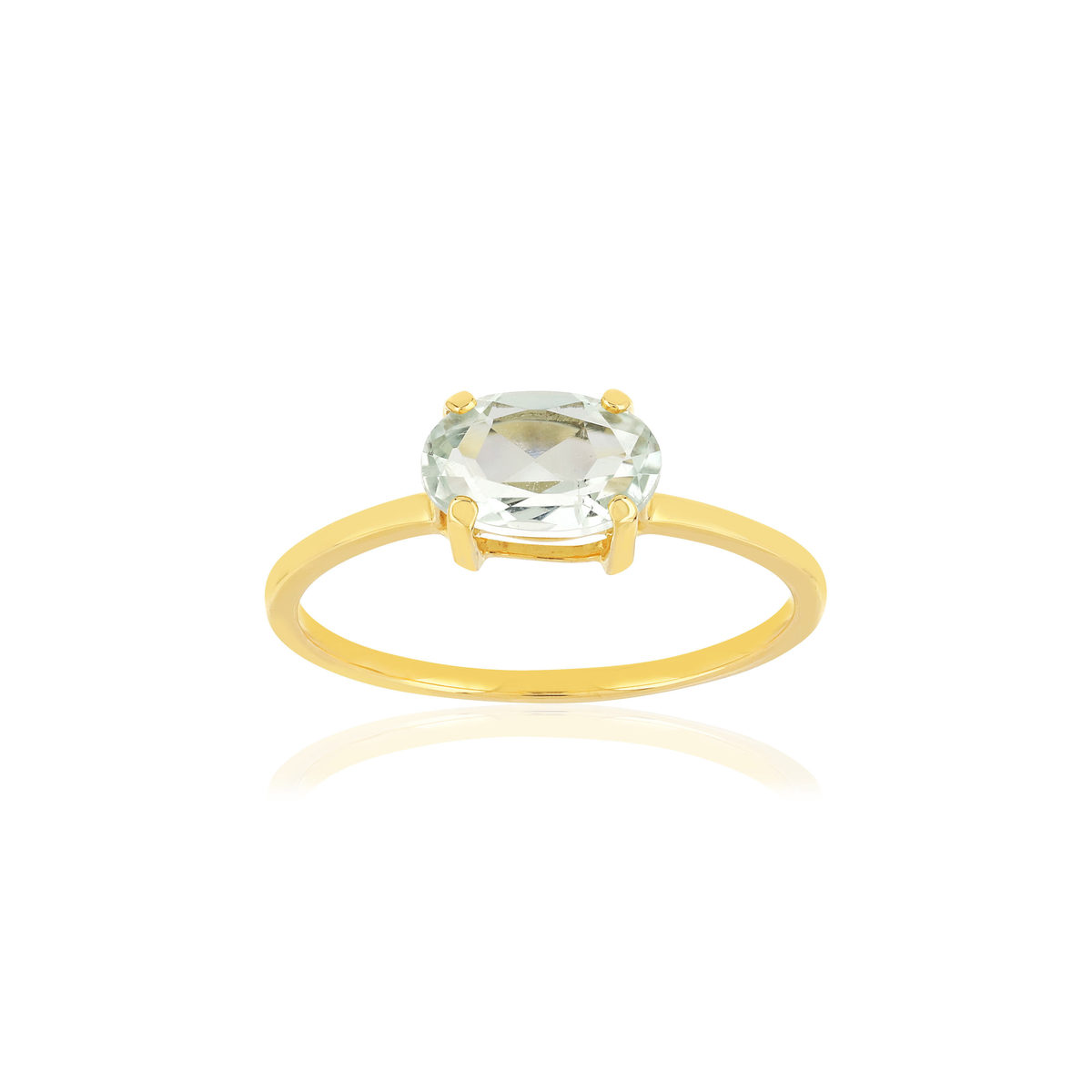 Bague or jaune 375 quartz vert oval
