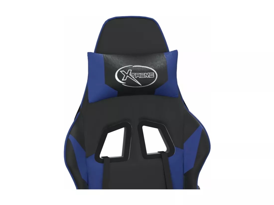Chaise de jeu de massage et repose-pied Noir et bleu Similicuir