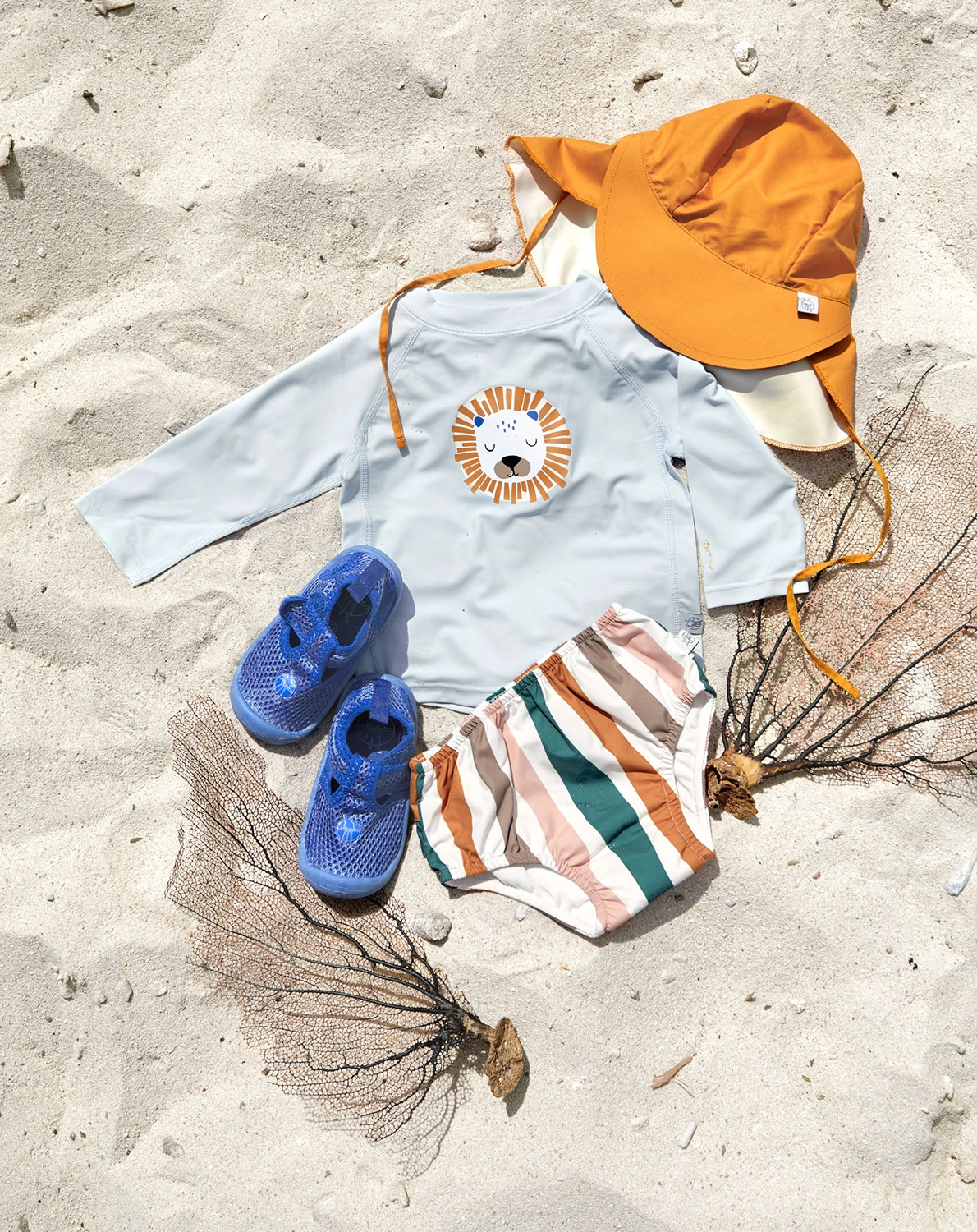 Langarm-Badeshirt LION in powder blue