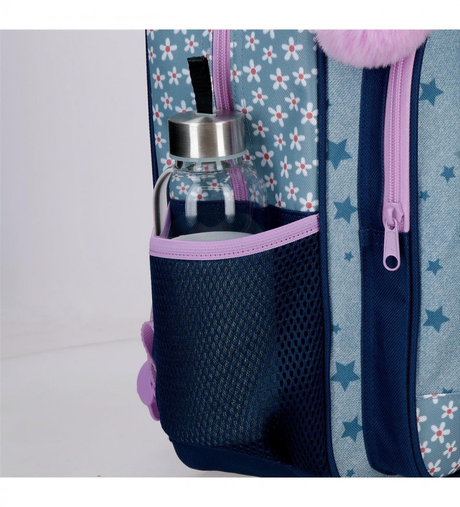 Mochila pré-escolar Disney estilo Minnie com rodinhas - Azul - 23x28x10cm -