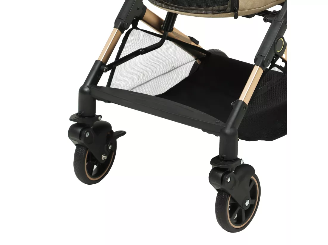 YITAHOME Poussette - pour Chien Chat - Tout Terrain - Panier de Rangement - 4 Roues - Pliable Portable - Amovible -Beige