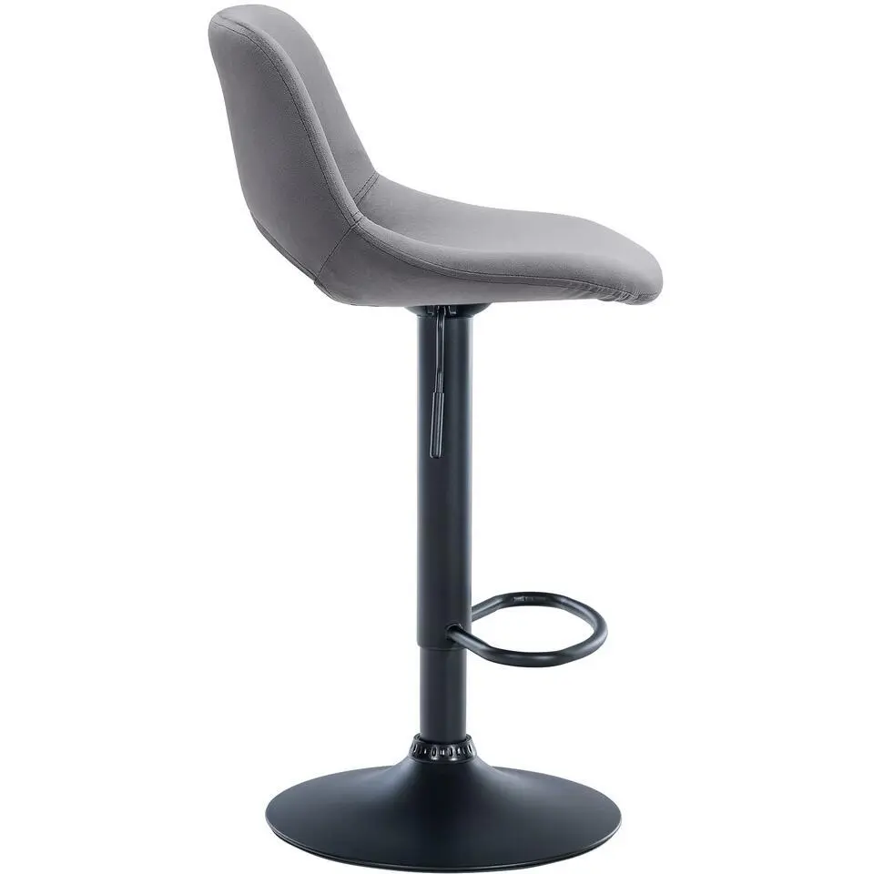 CLP Set van 2 Barkruk Camden mat zwart Frame - Fluweel - donkergrijs