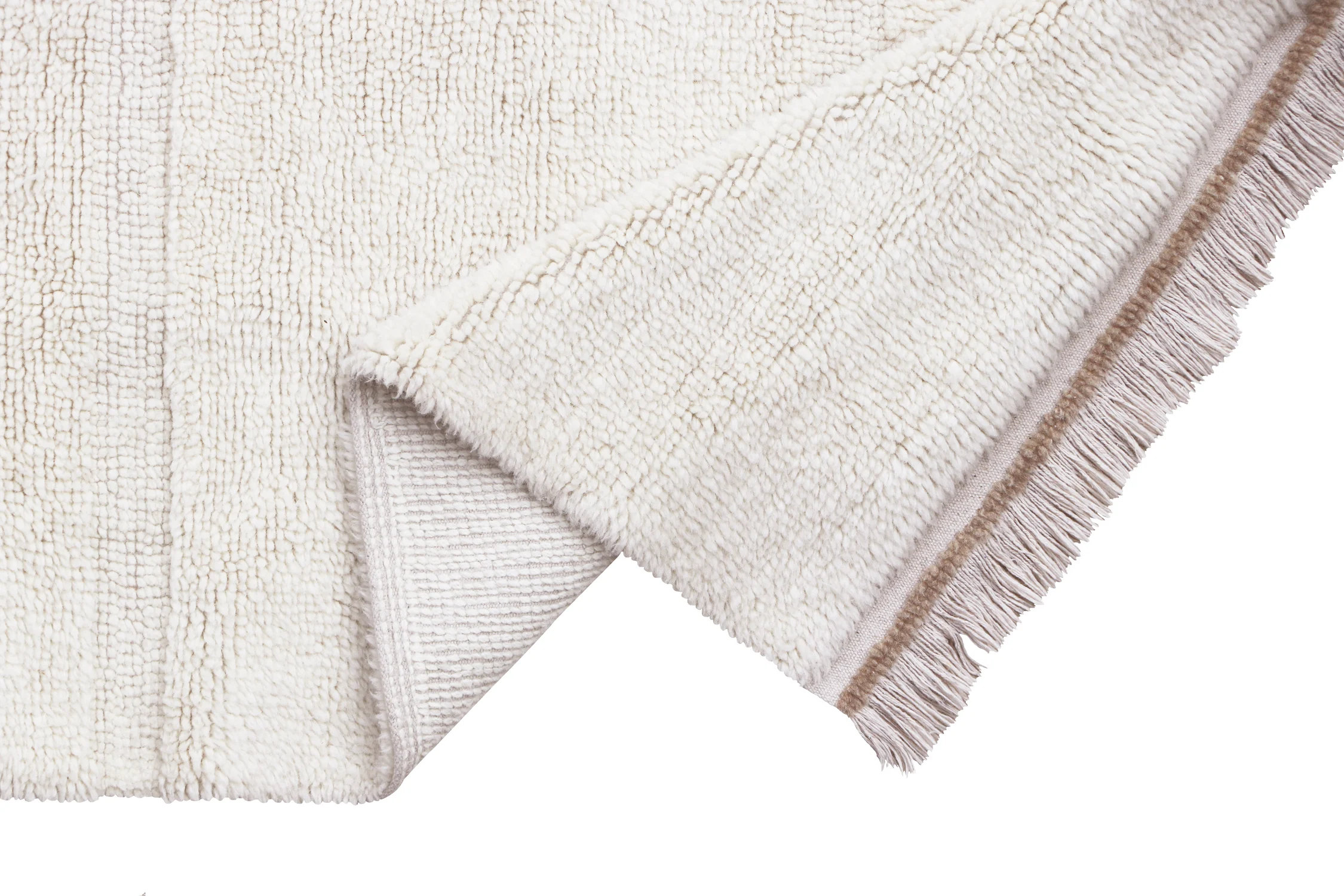 STEPPE - OVINS - Tapis rectangulaire en laine lavable | Blanc