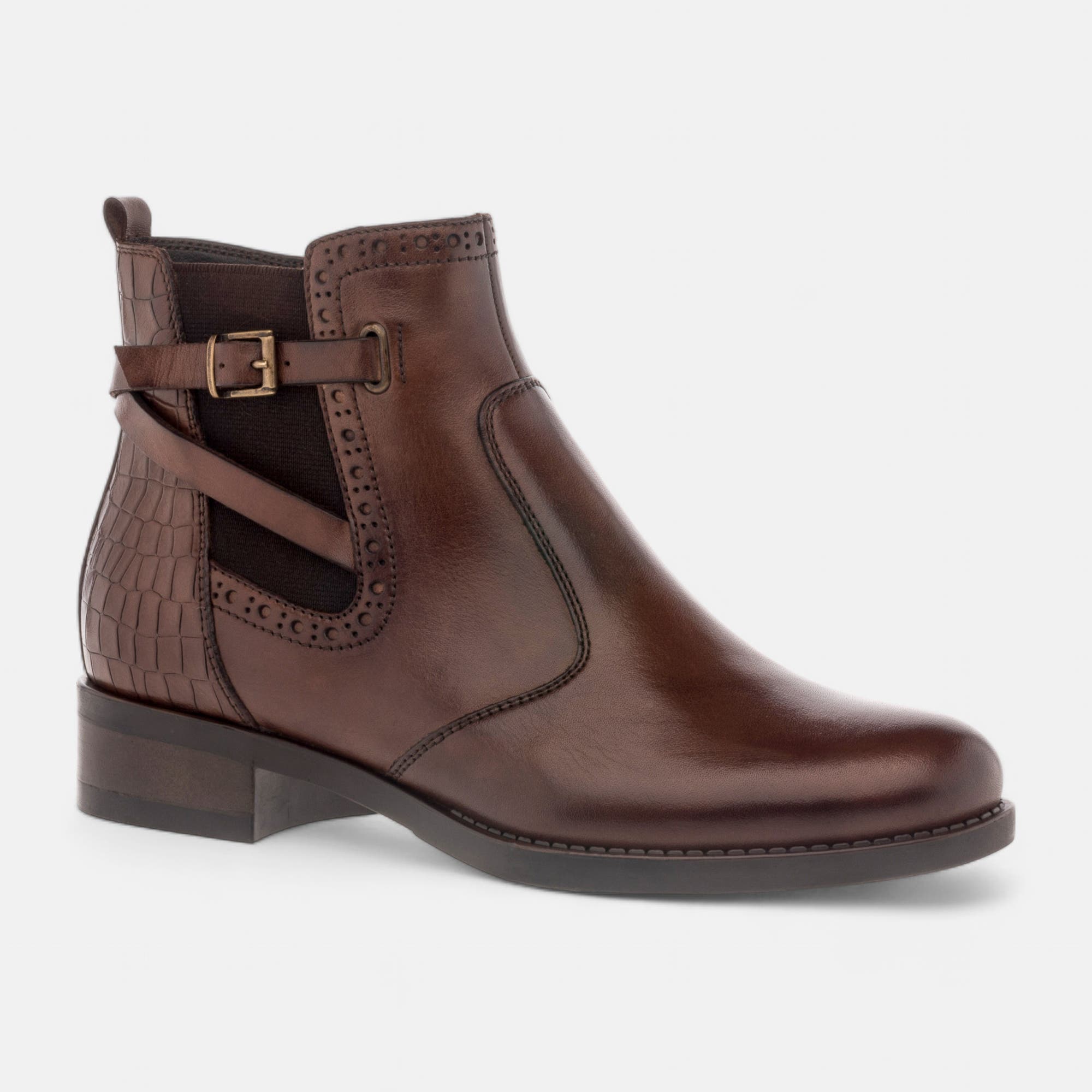 Bottines Femme en cuir cognac