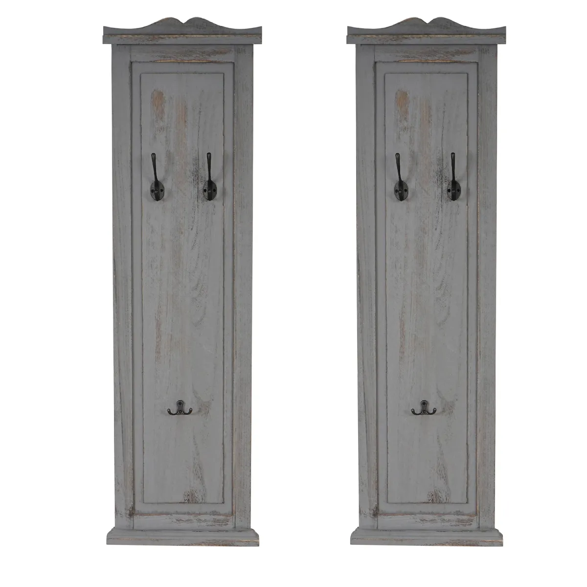 Decoshop26 Porte-manteaux muraux - Bois gris vieilli