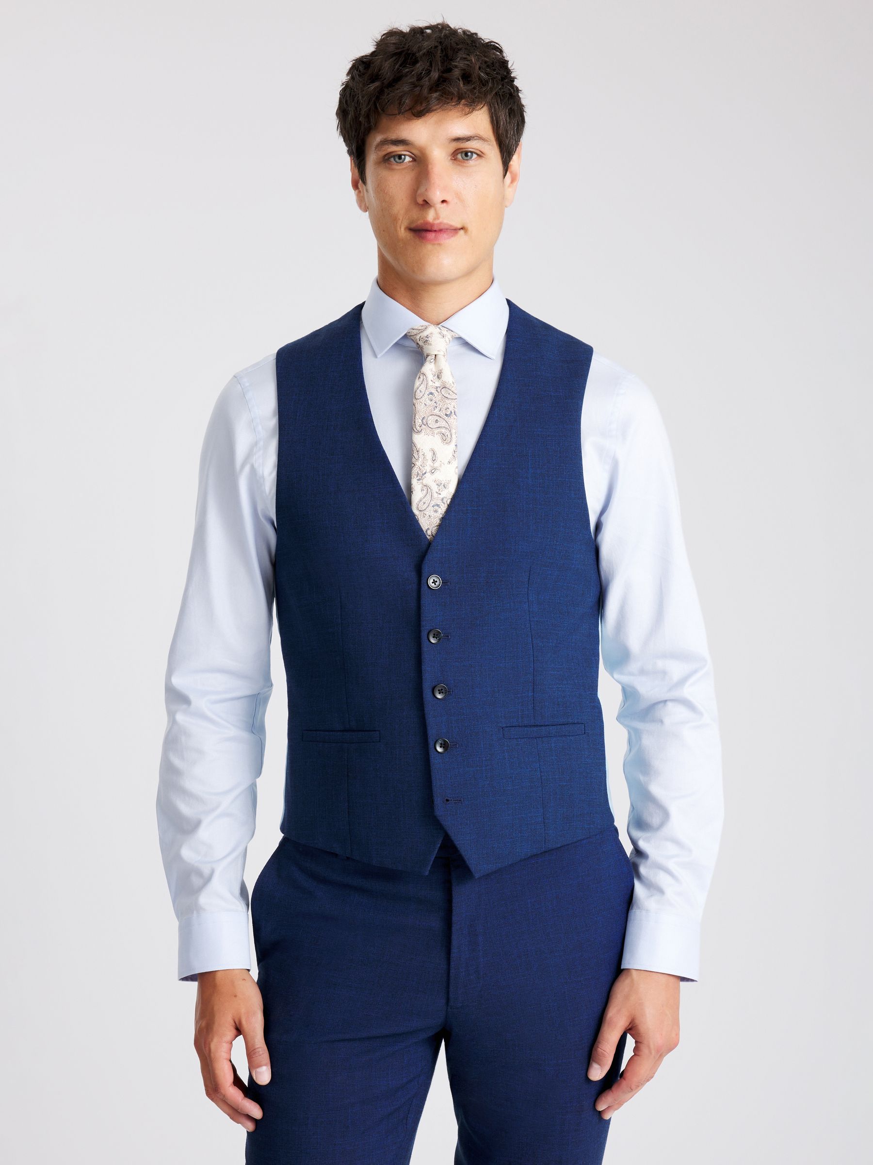 MOSS Slim fit gilet van slubkatoen