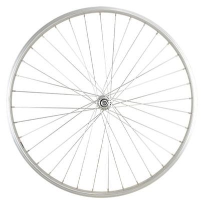 ROUE VELO URBAIN 650 X 35B AV ECROU AXE PLEIN JANTE ALU ARGENT 36T