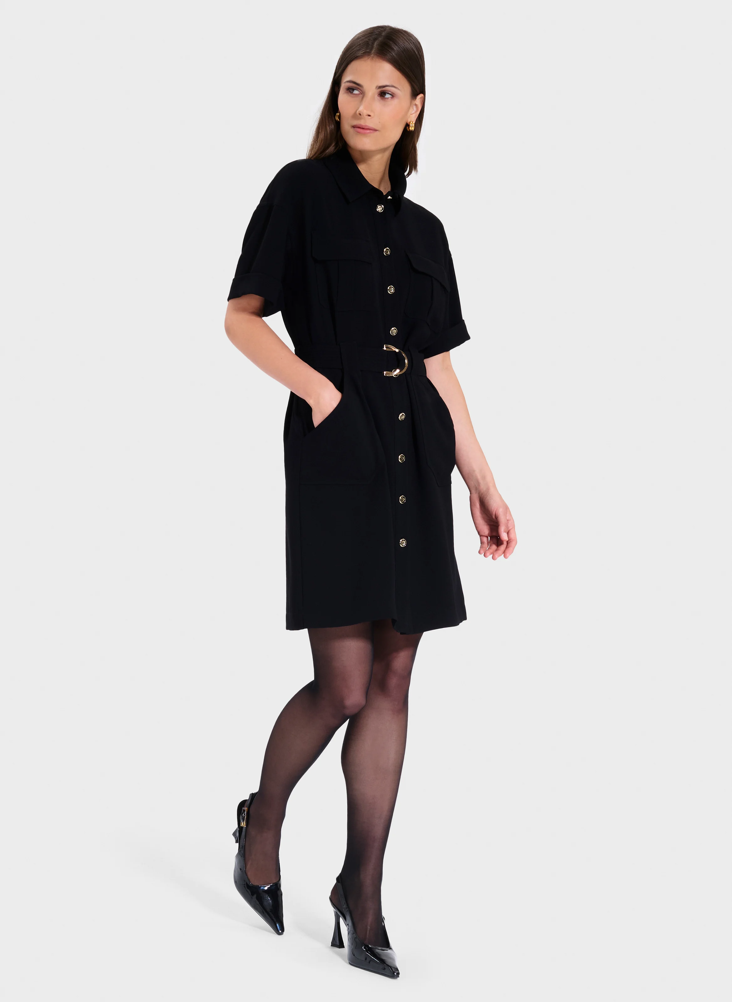 ROYO - Robe courte col classique | Noir