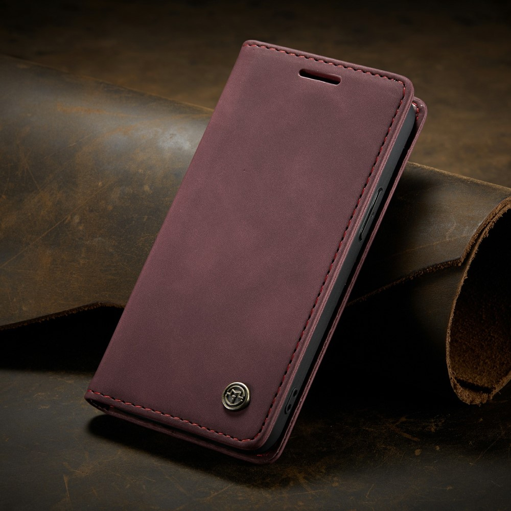 iPhone 13 Leder Tasche Flip Wallet Etui mit Kartenfächern - Dunkelrot
