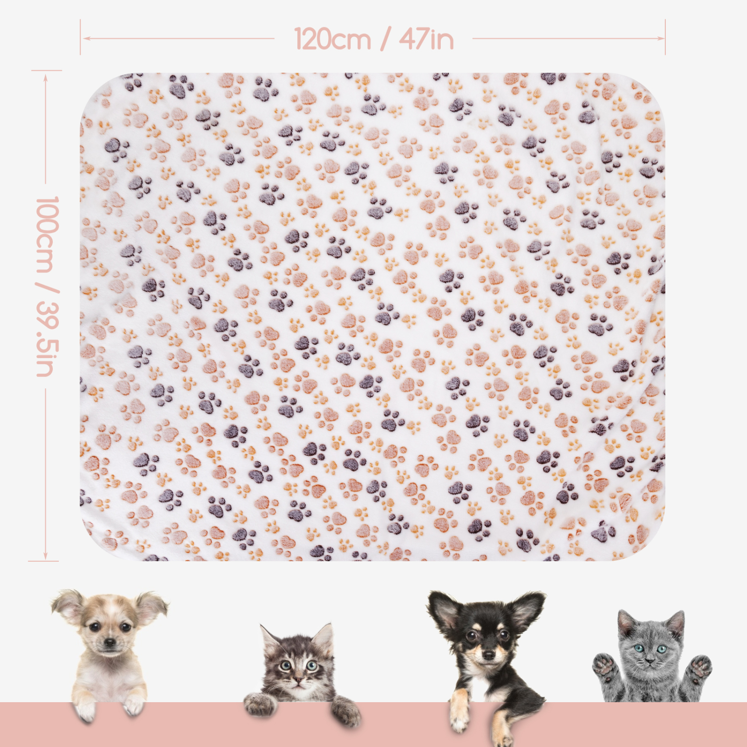 Manta Nobleza para Cães, Manta Grande, Macia e Quente para Cães, Gatos, Coelhos e Outros Animais de Estimação, Lavável, para Sofá e Cama de Cachorro, 120 * 100 cm