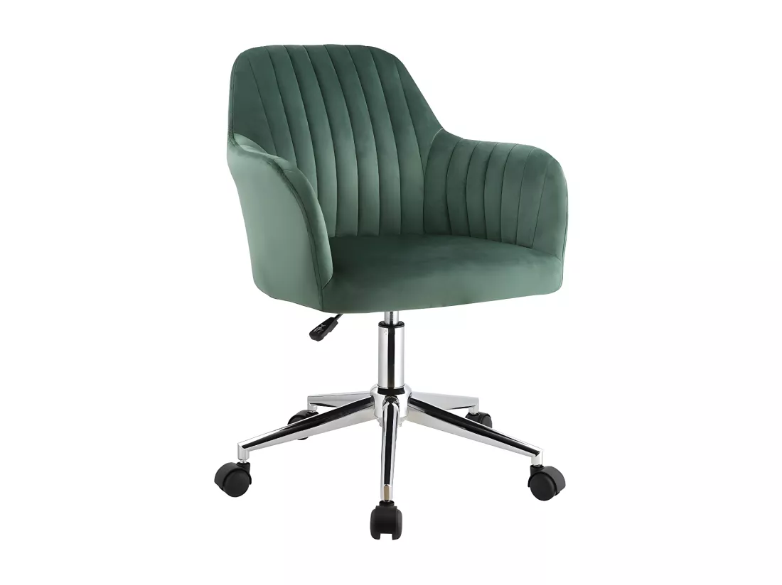 Chaise de bureau - Velours - Vert - Hauteur réglable - ELEANA