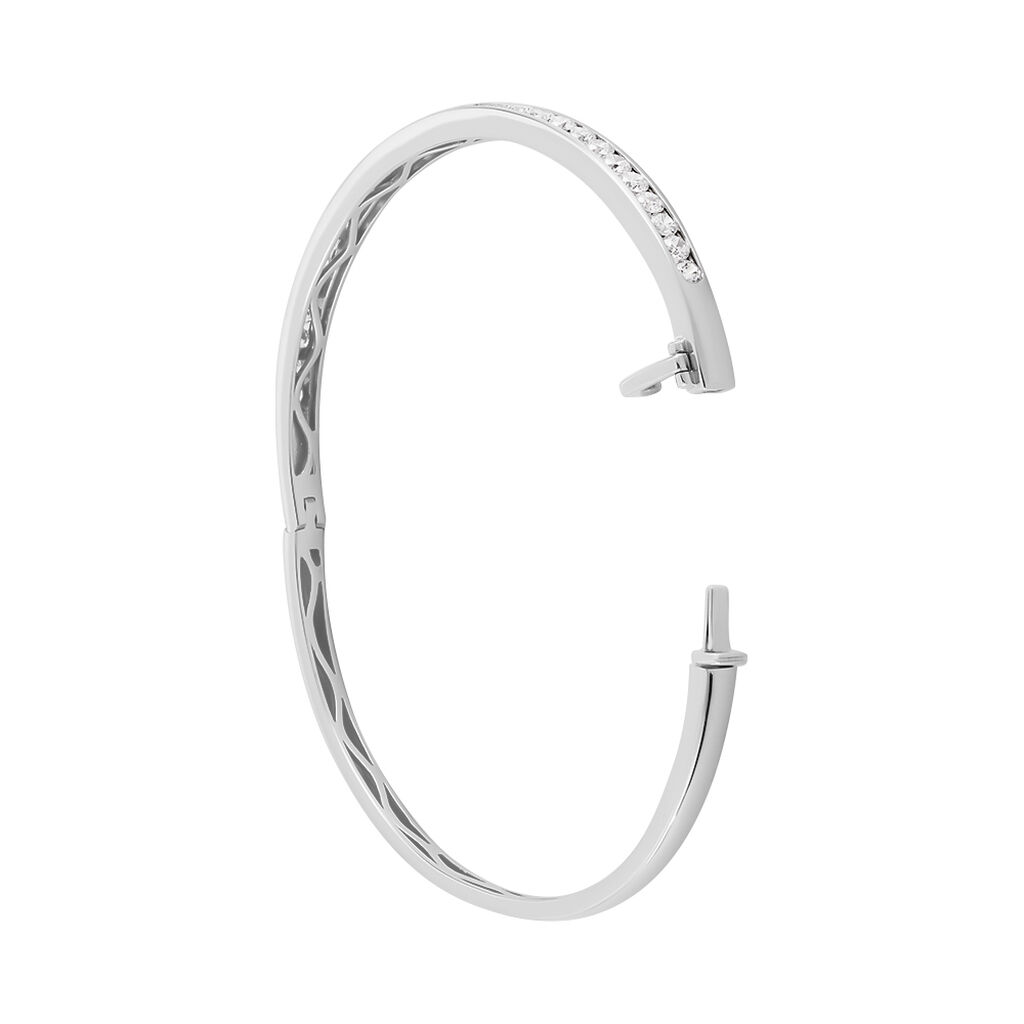 Bracelet Jonc Alane Or Blanc Oxyde De Zirconium