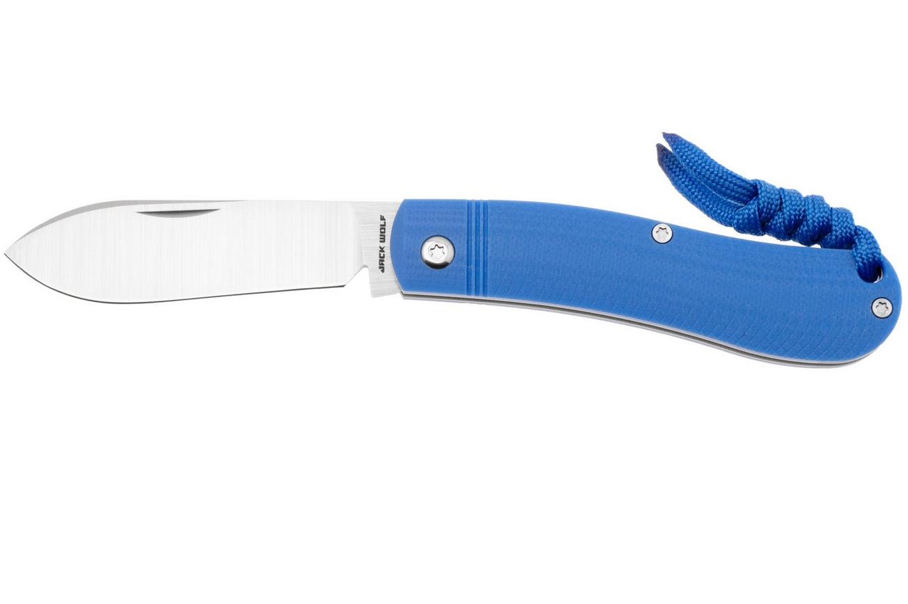 Jack Wolf K9 Jack Ultralight Series K9-02-G10-BLU-OARC Satin 154CM, Blue G10 Opposing Arcs, slipjoint zakmes