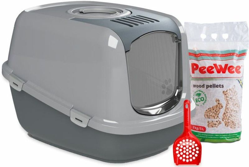 PeeWee - Kattentolet EcoDome - Kattenbak - Groen - Houtmateriaal