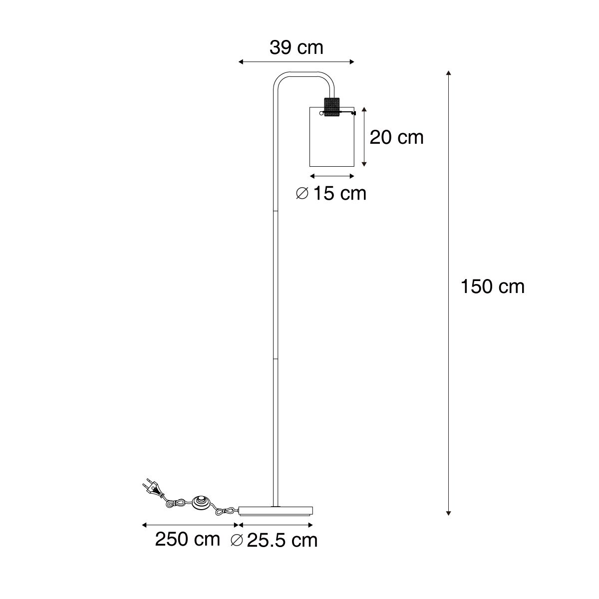 Design vloerlamp zwart met smoke glas - Domo