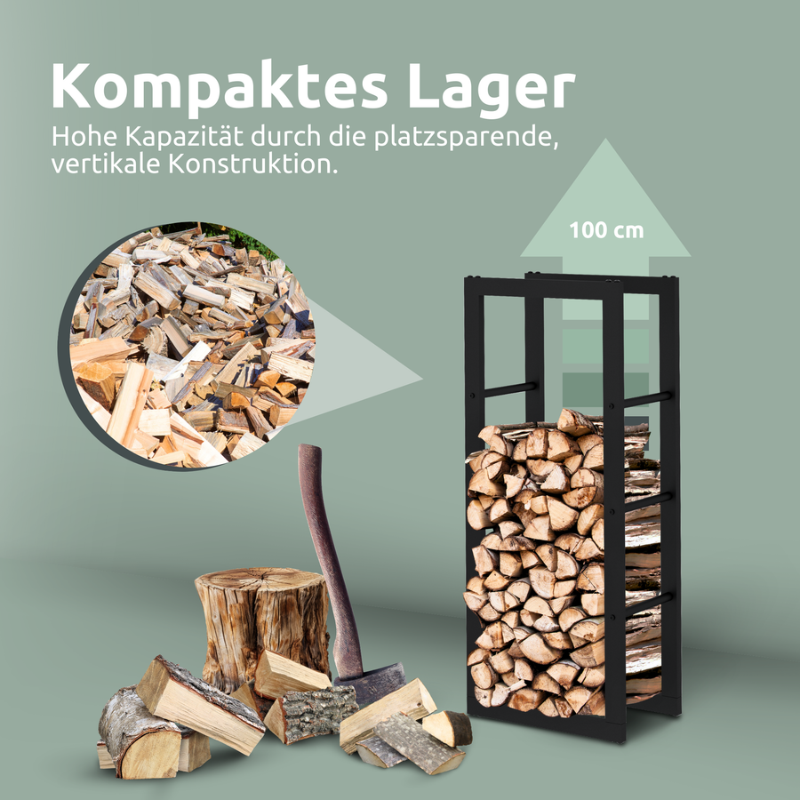 holz4home Haardhoutrek 100x25x40 cm Van Metaal Zwart incl. Ovenwant