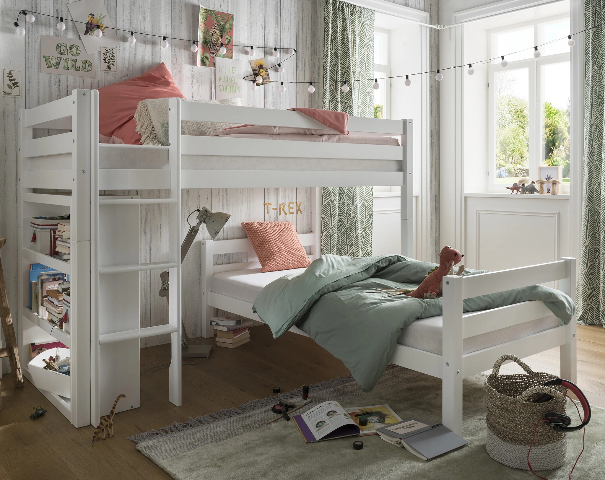 Kombibett PINOCCHIO 90 x 200 cm (Farbe: weiß)