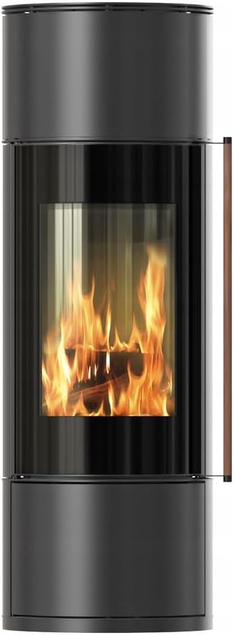 Kaminofen aus Stahl KRATKI Ambler fi 150 7 kW Schwarz Stahlofen Modern BImSchV Stufe 2 Flamme Verte 7 Energieklasse A+ mit Türfeder