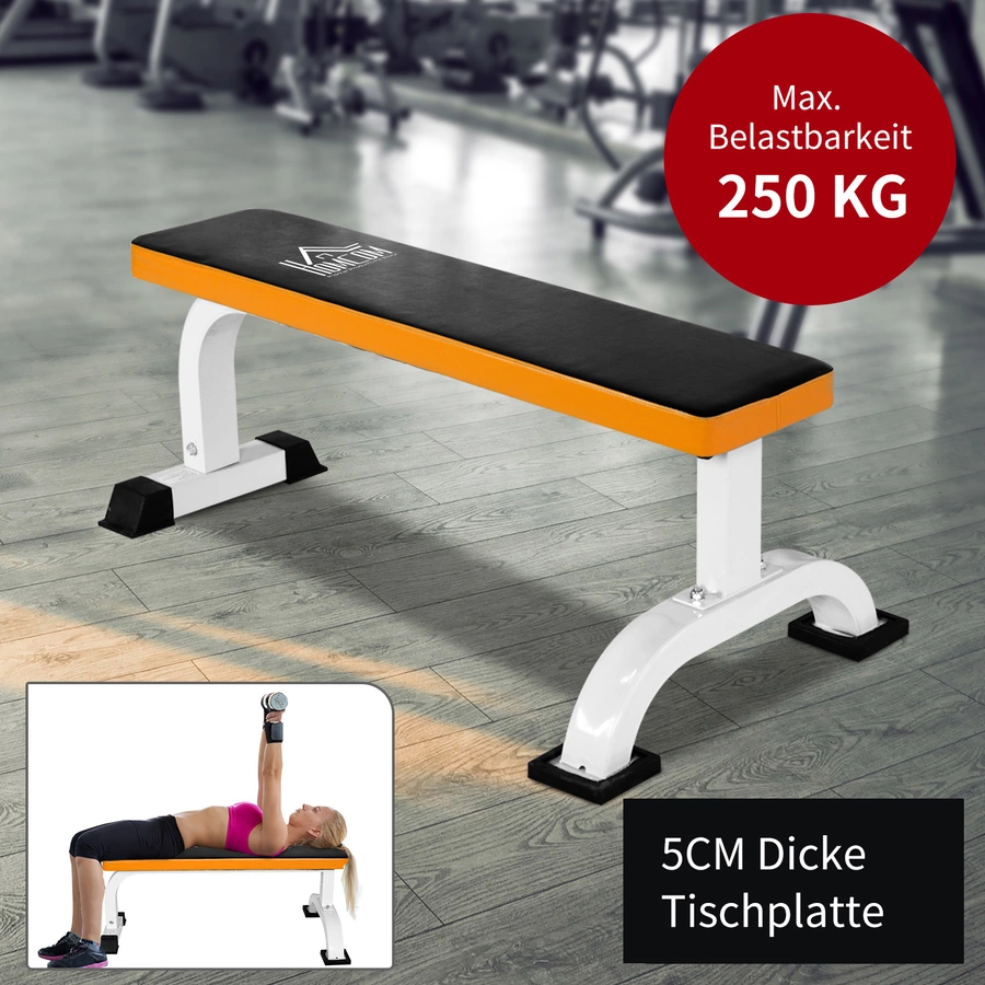 HOMCOM Hantelbank rutschfest schwarz, weiß, orange