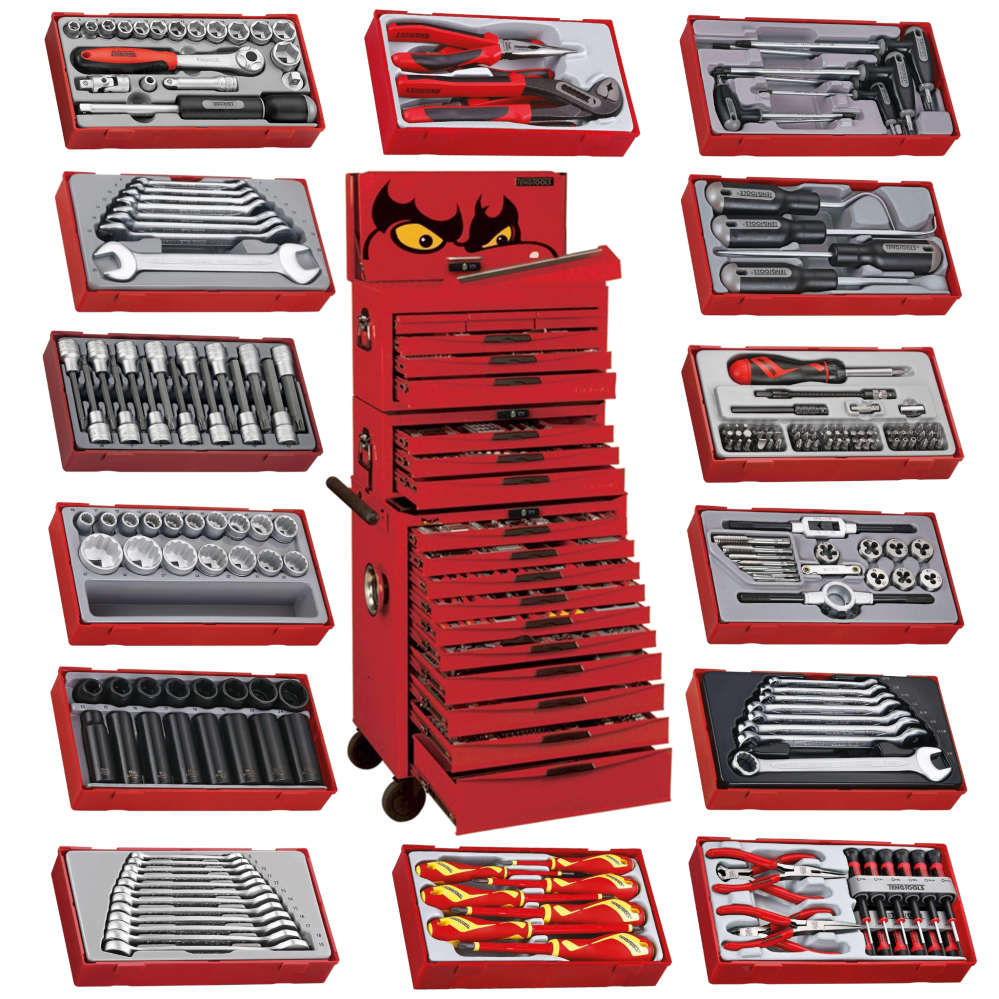 Conjunto de ferramentas manuais híbridas Mega Master de 1001 peças da Teng Tools - TCMM1001N
