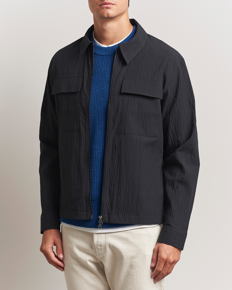 NN07 Alban Seersucker Shirt Jacket Black