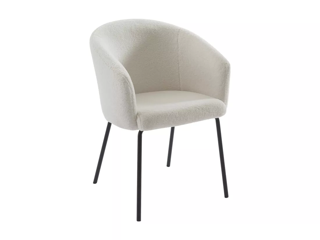 Lot de 2 chaises avec accoudoirs en tissu bouclette et métal - Crème - MORONI de Pascal MORABITO