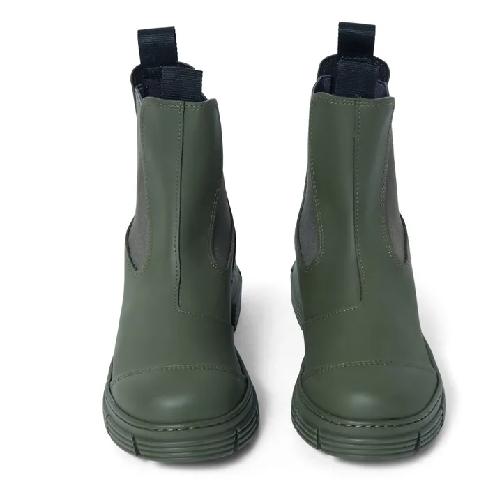 Ganni Chelsea Boots Basses Gomme Recyclée | Vert kaki