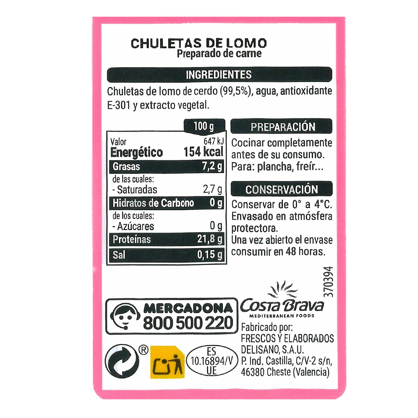 Côtelettes de longe de porc