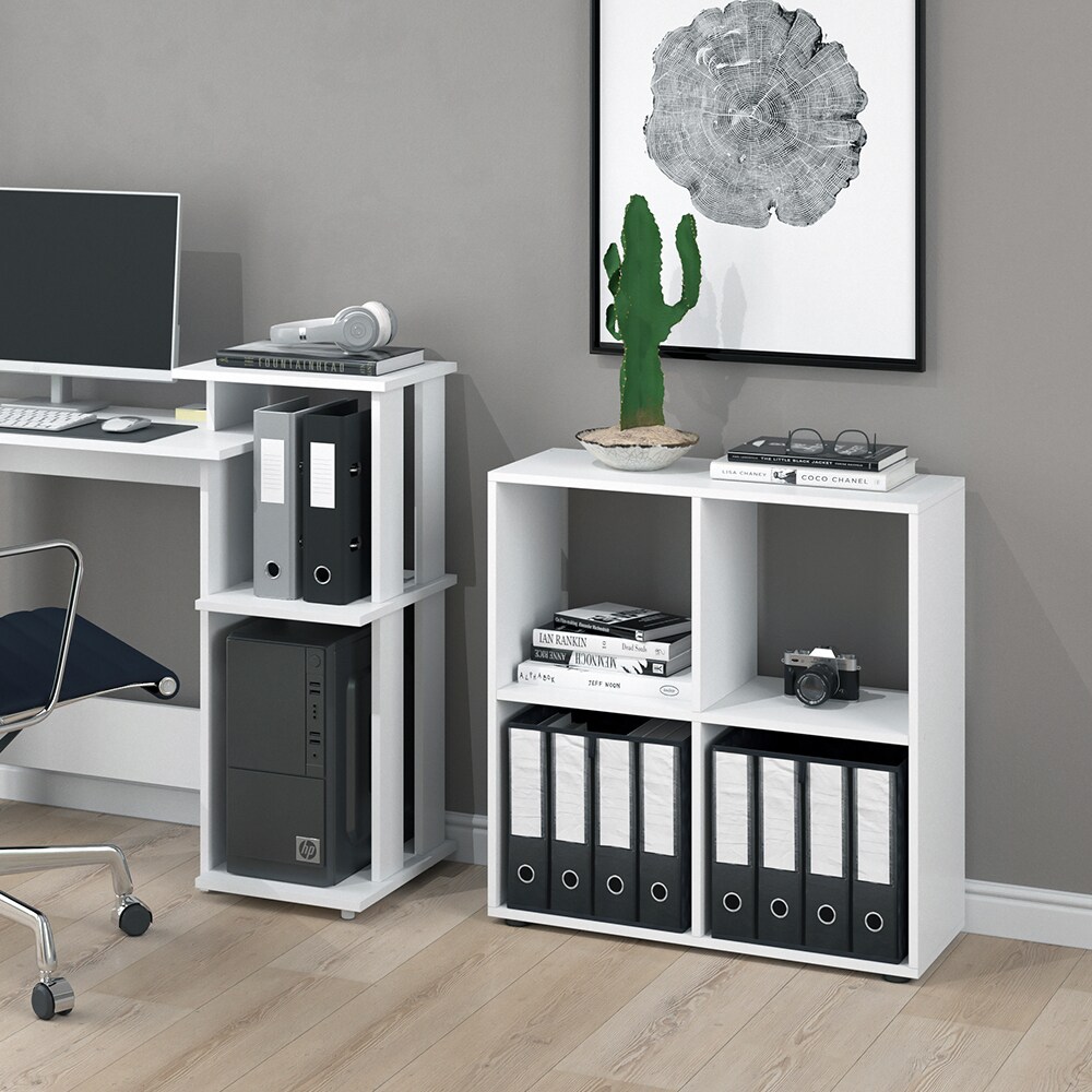 Vicco Raumteiler Würfelregal Standregal Tetra Weiß Faltbox Wohnzimmer Regal 73x72 cm modern Ablage 4 Fächer Dekoregal Ordnerregal Aufbewahrung