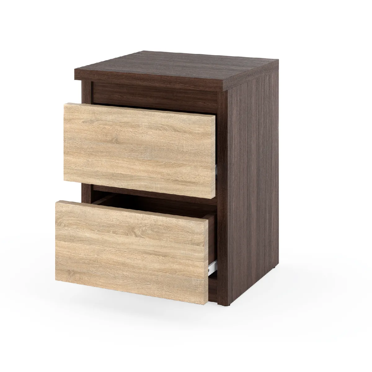 Other Brands Table de Chevet 2 Tiroirs - Wenge/Sonoma